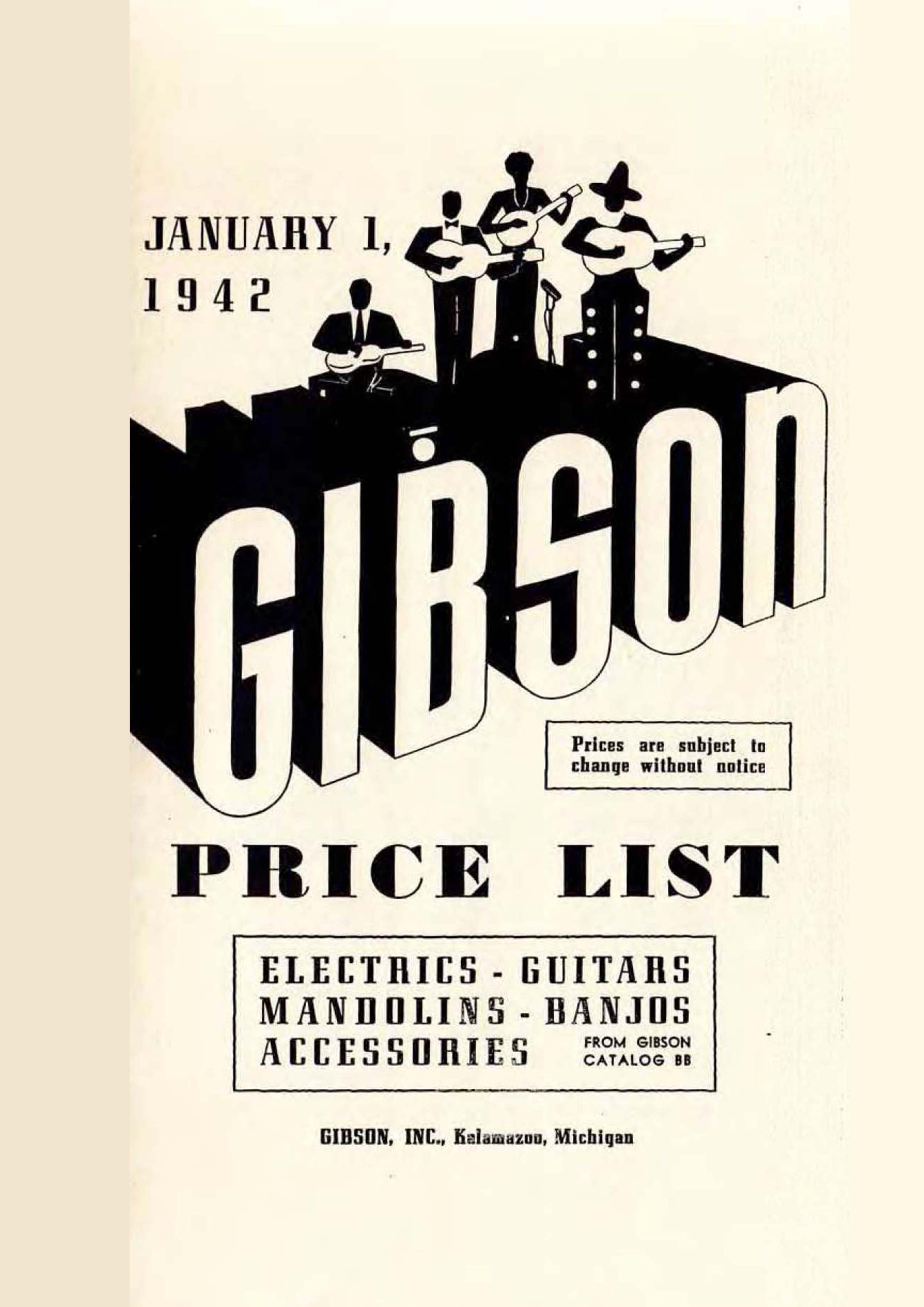Gibson Price List 1942