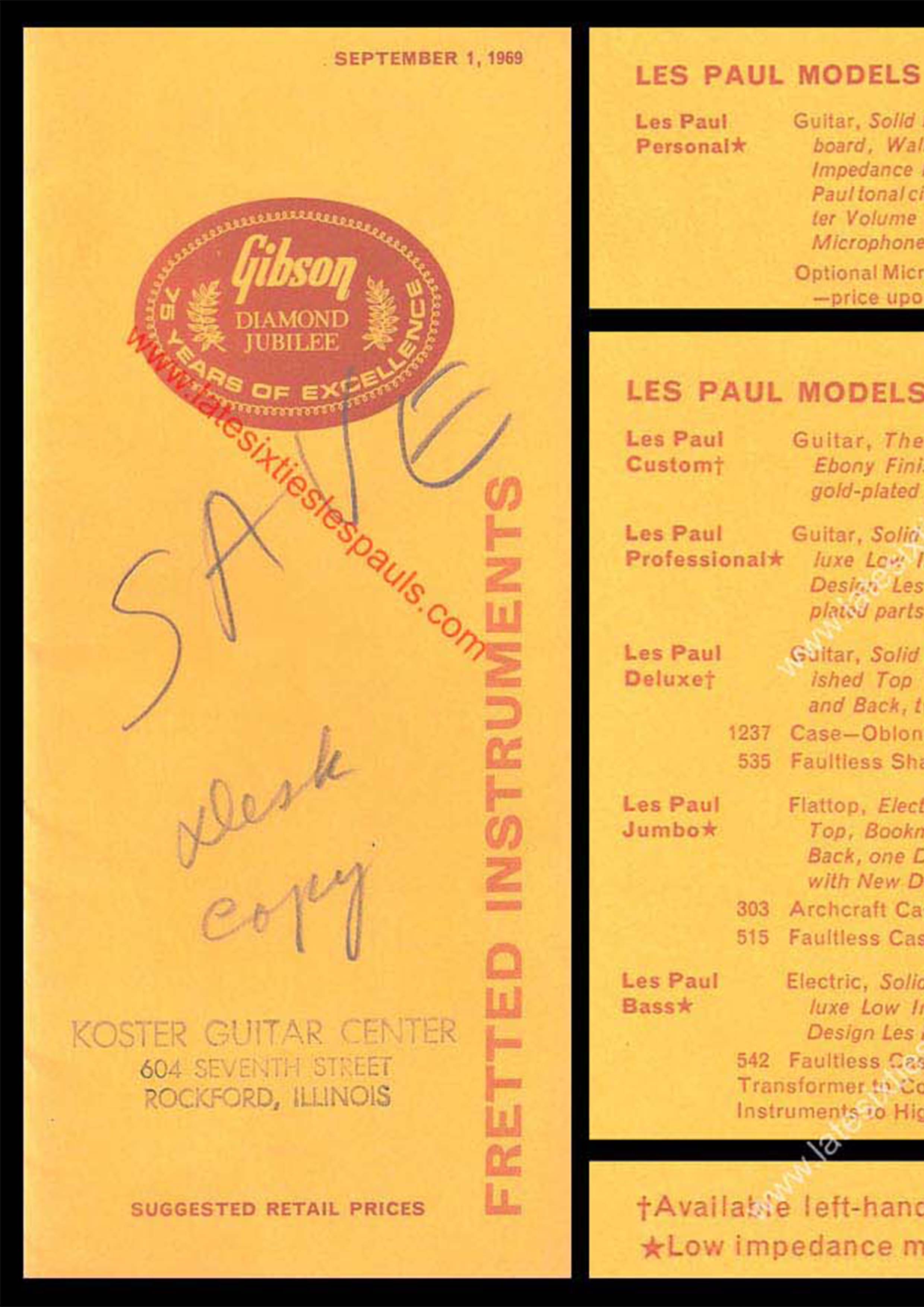 Gibson Price List 1969