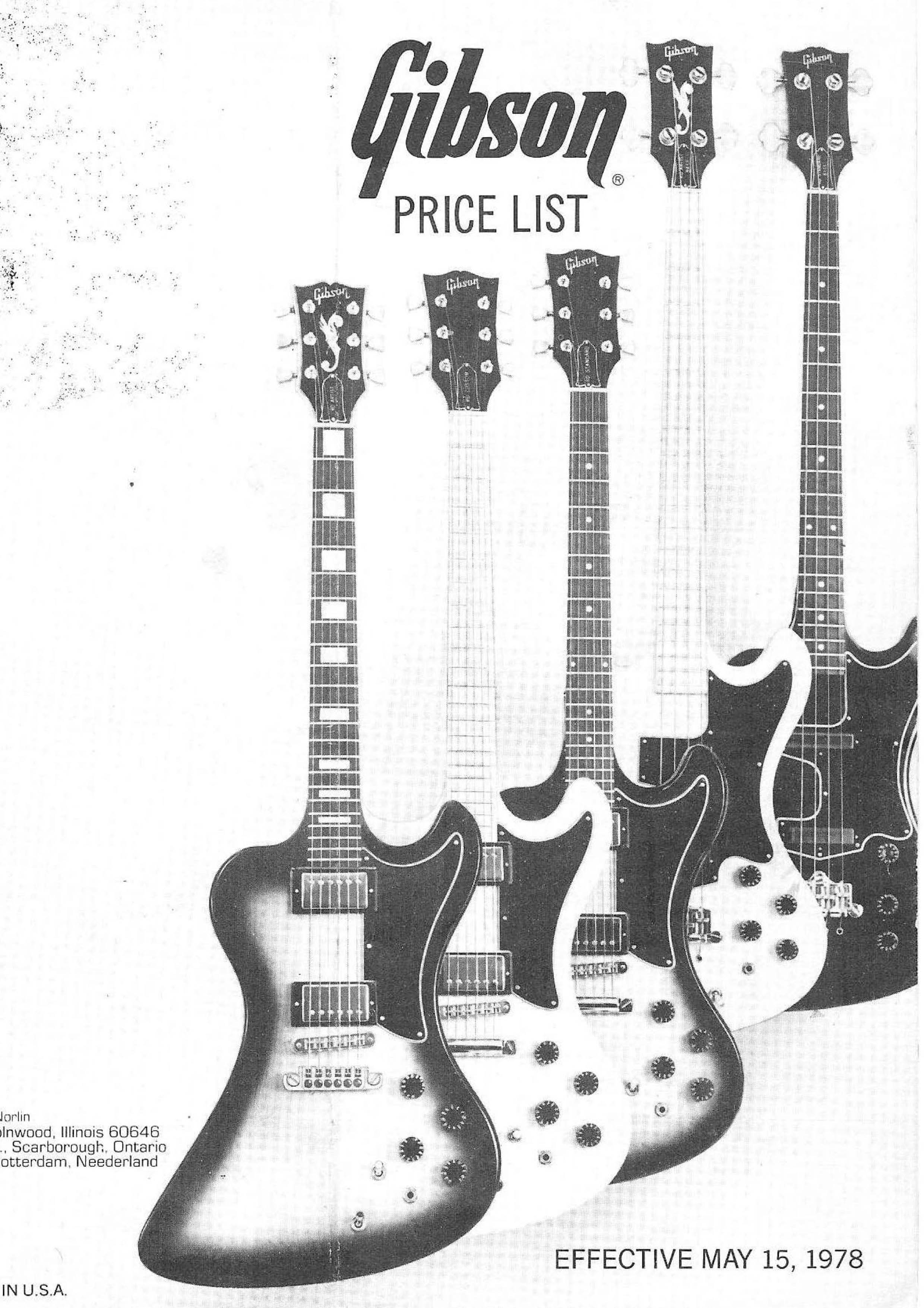 Gibson Price List 1978