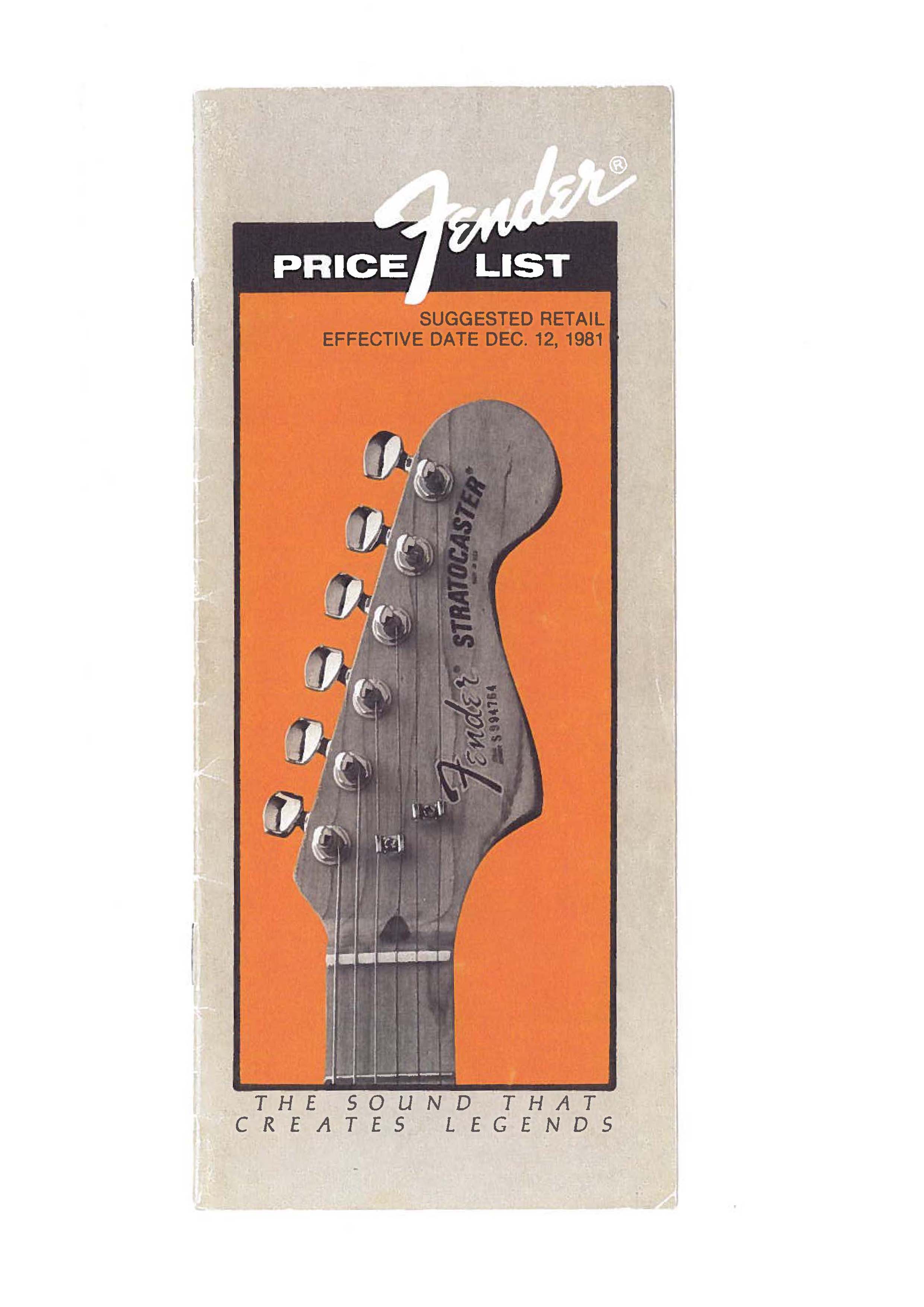 Fender Price list 1981