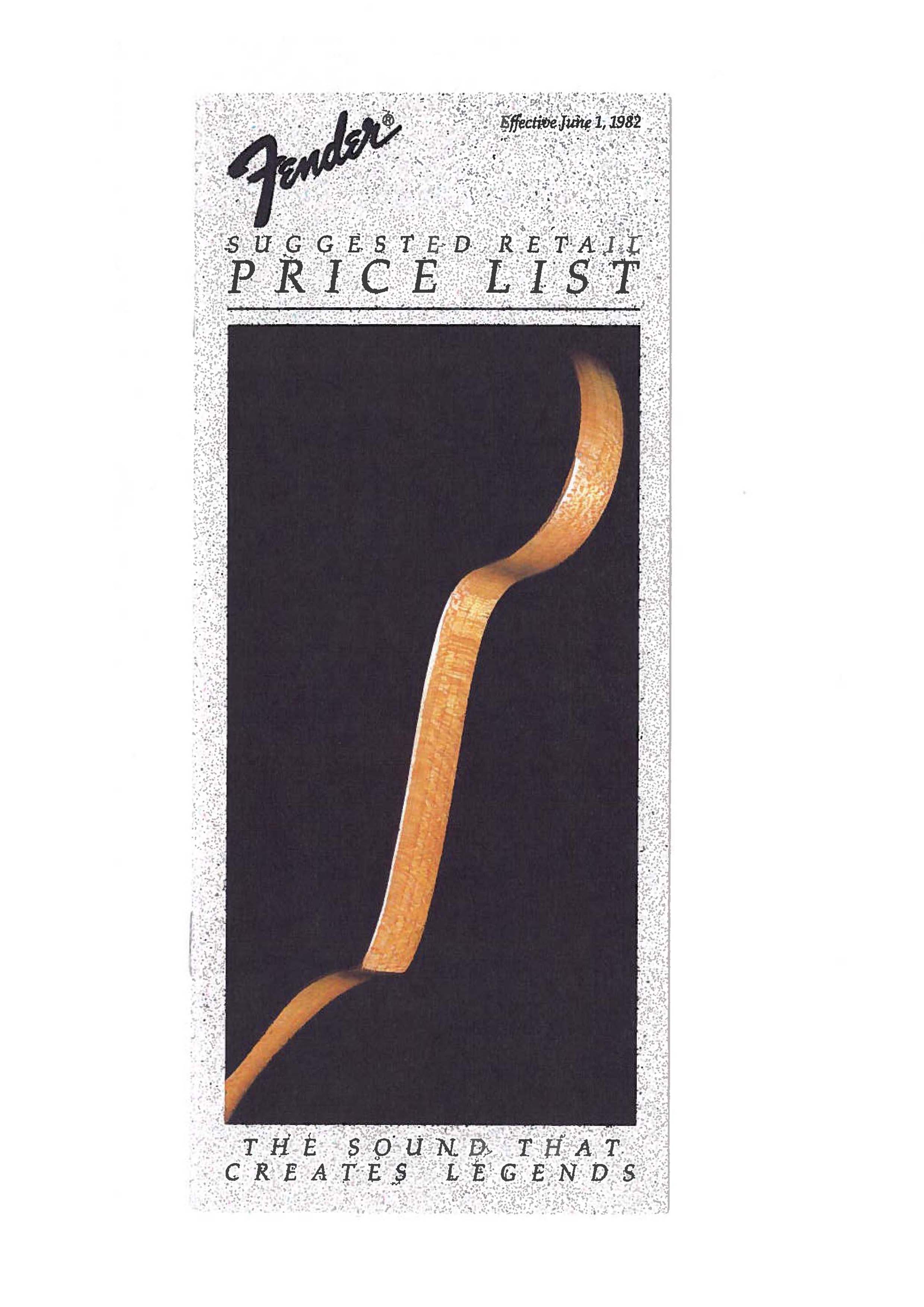 Fender Price list 1982