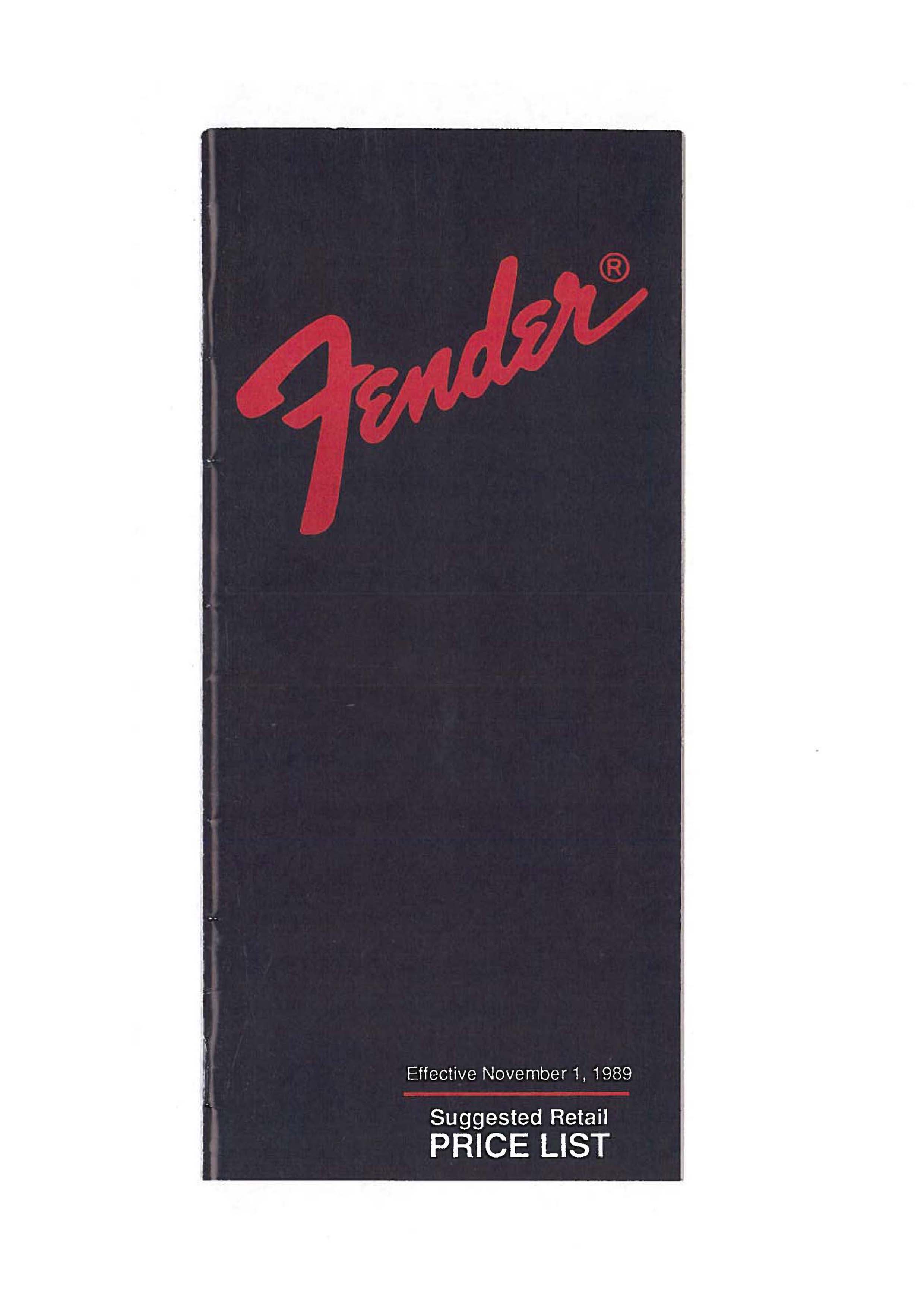 Fender Price list 1989
