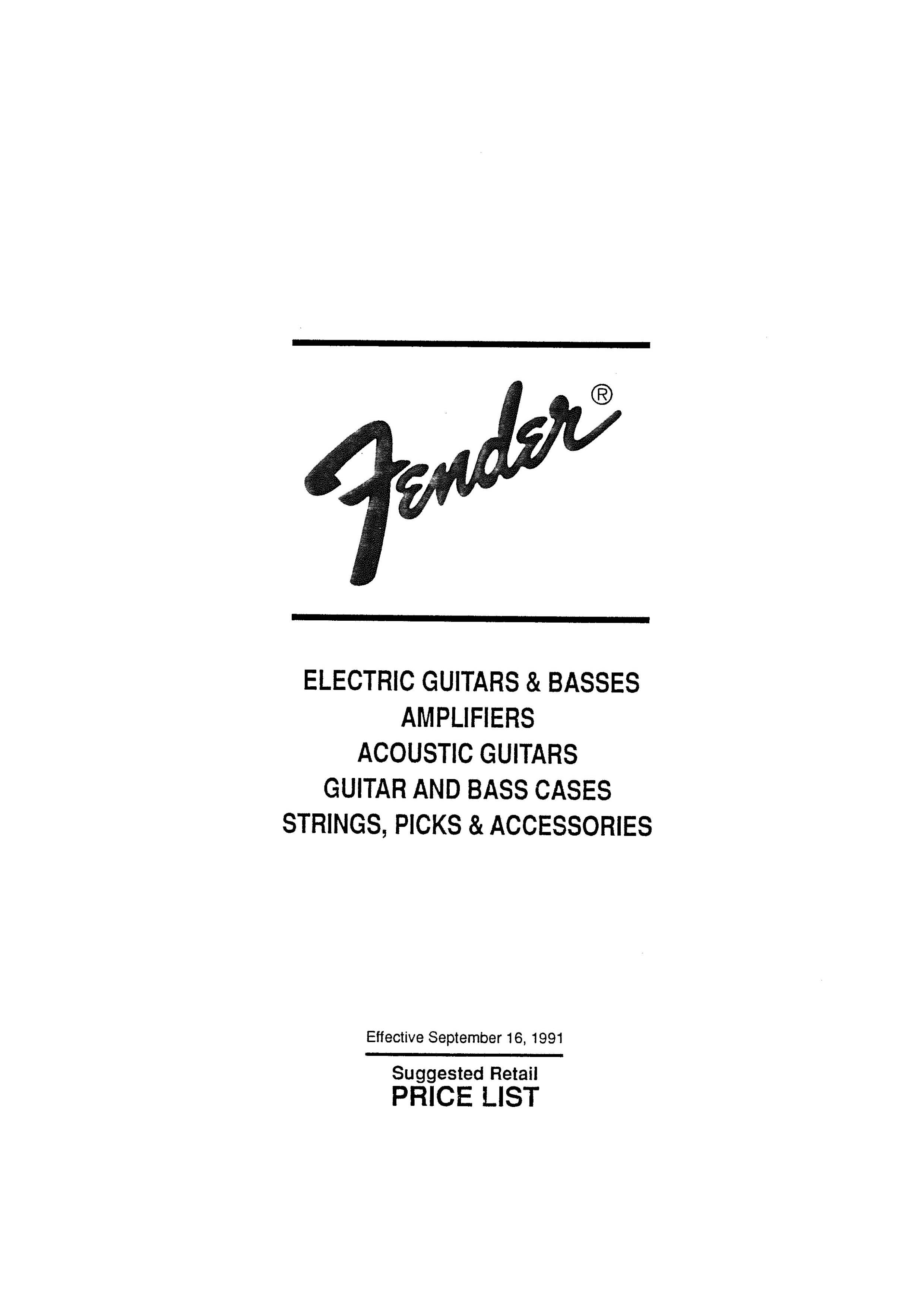 Fender Price list 1991