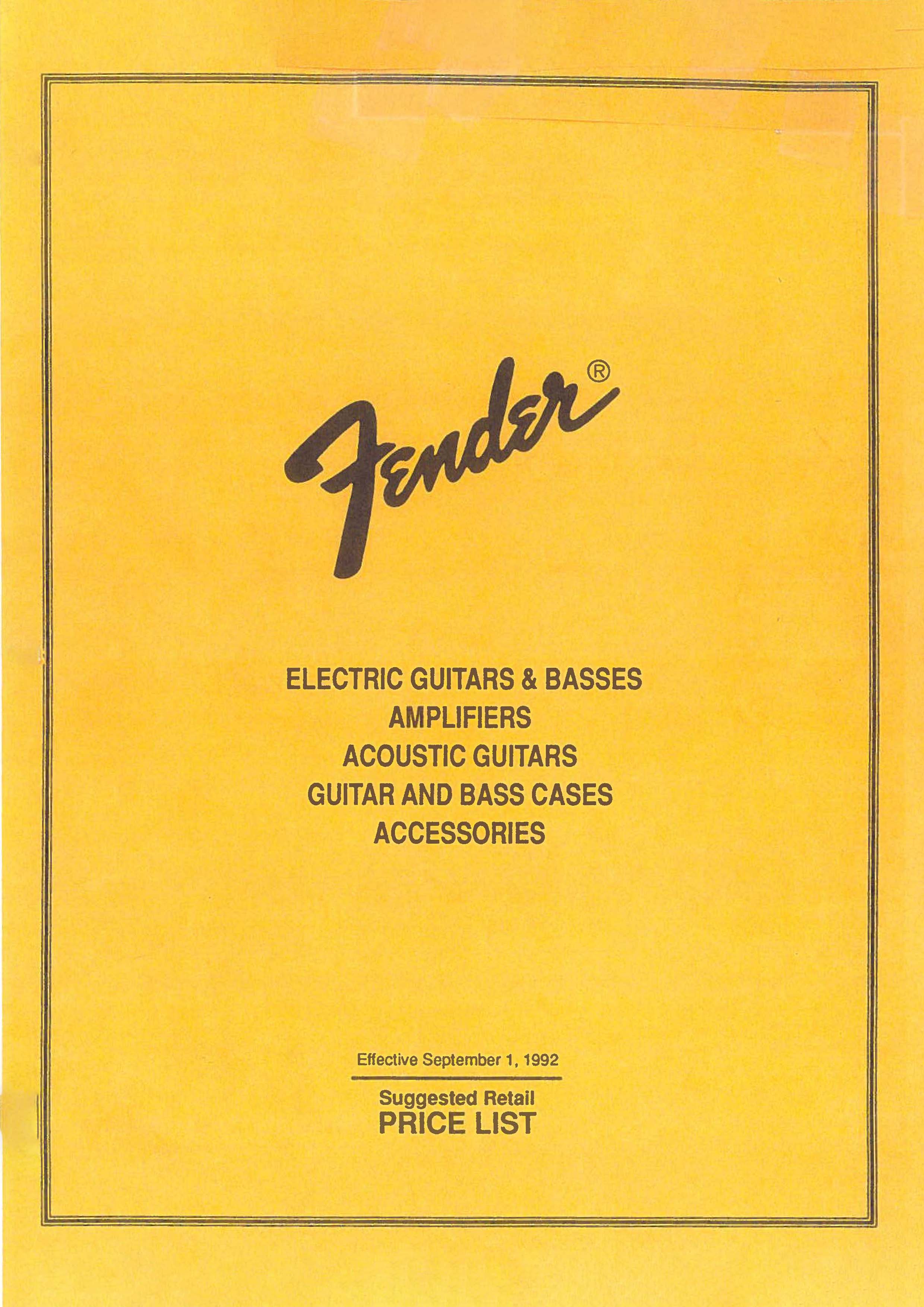 Fender Price list 1992