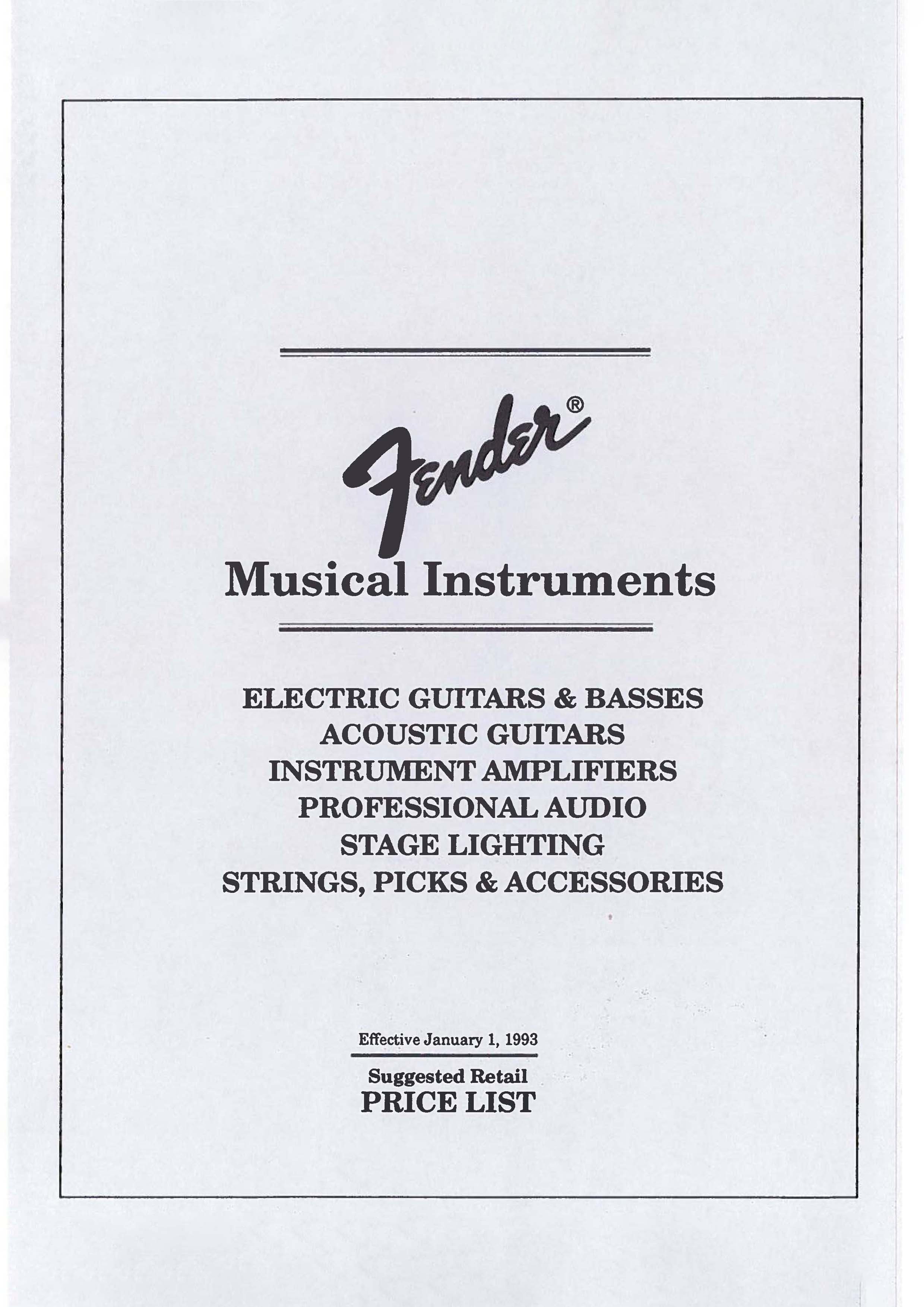 Fender Price list 1993