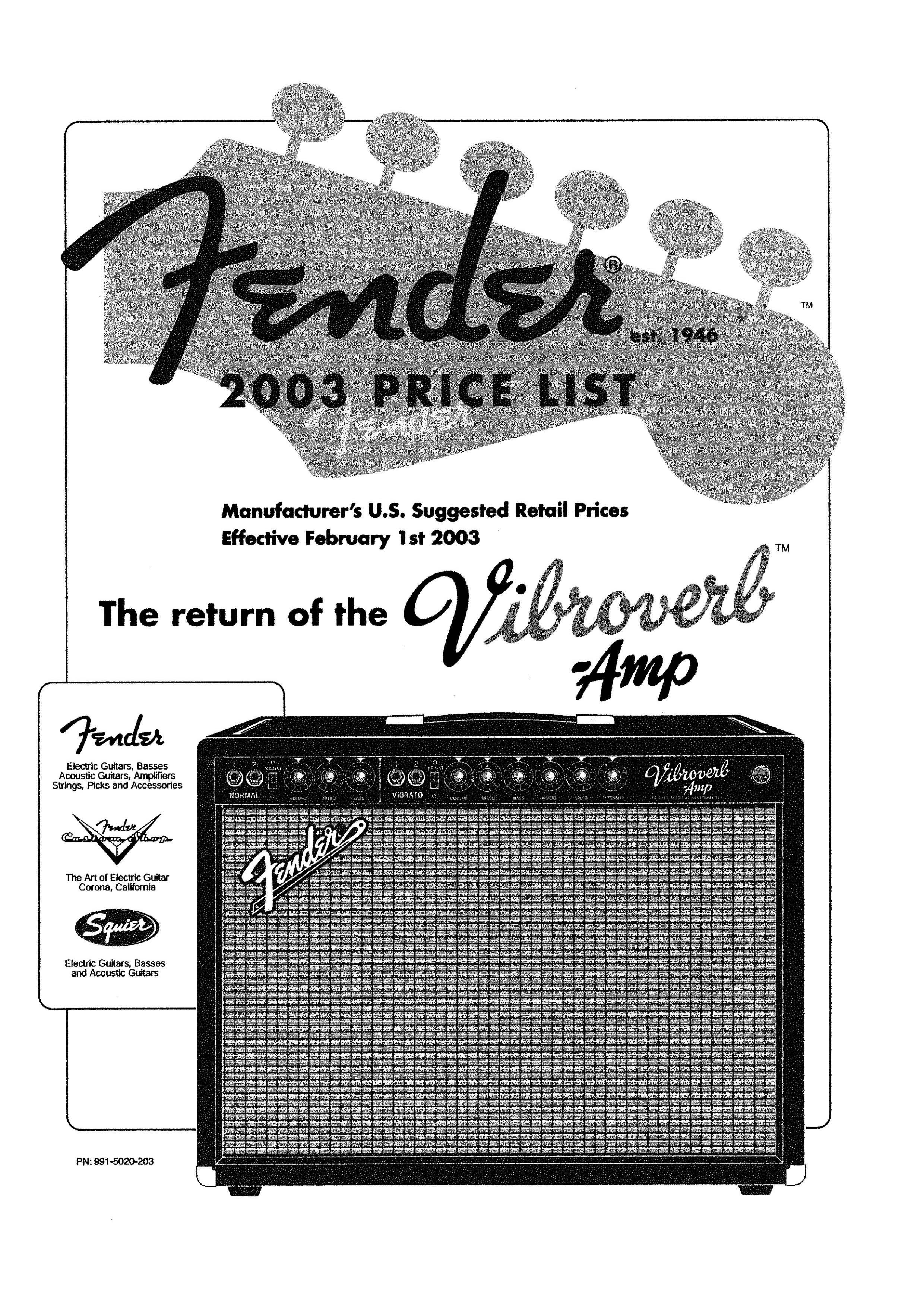 Fender Price list 2003