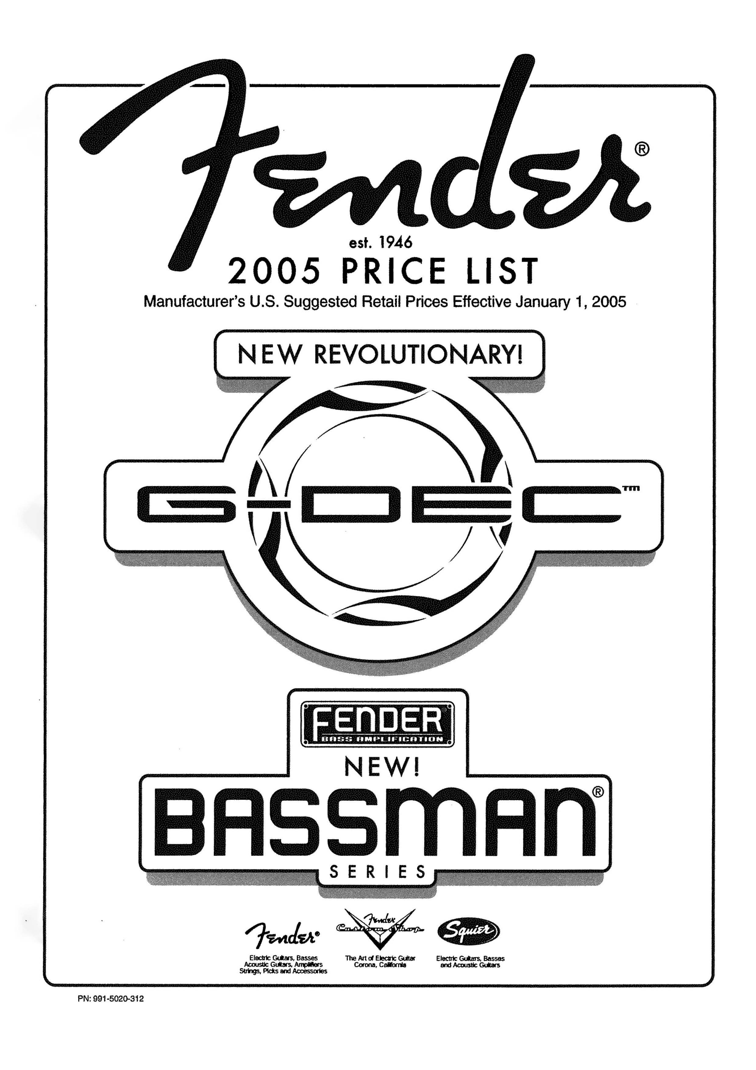 Fender Price list 2005 January