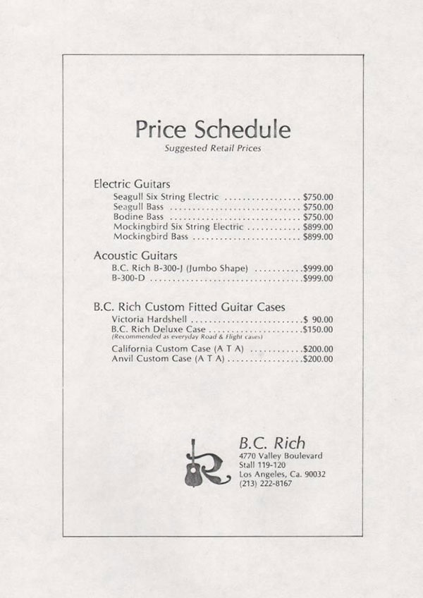 Price list 1976