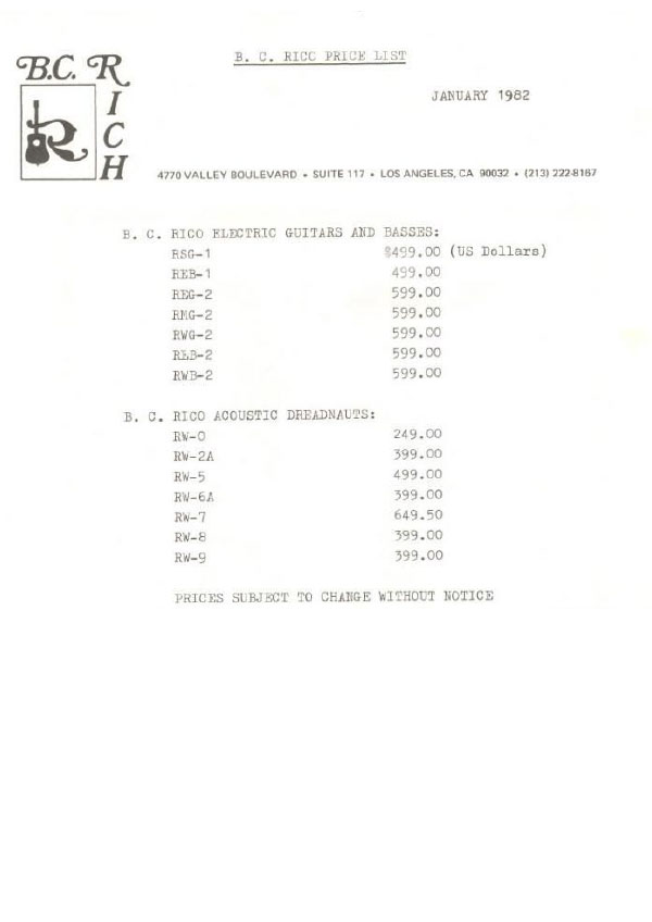 Price list 1982 (V2)