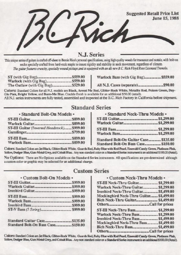 Price list 1988 (June)