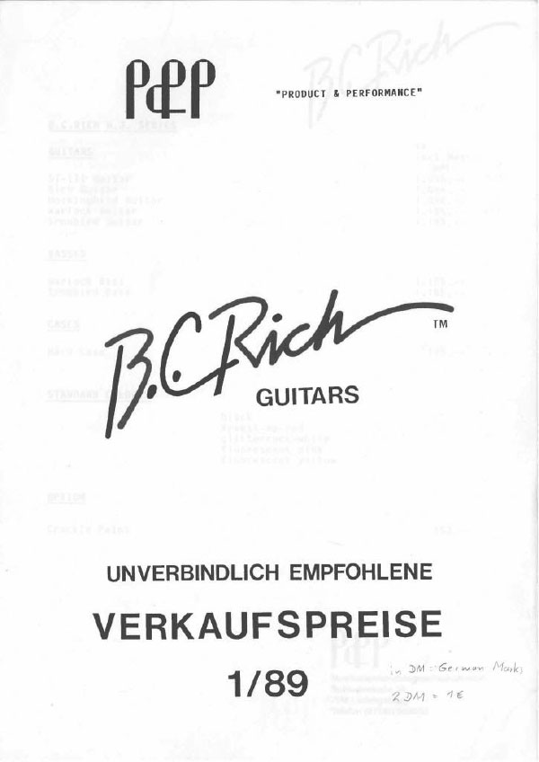 Price list 1989 (German)