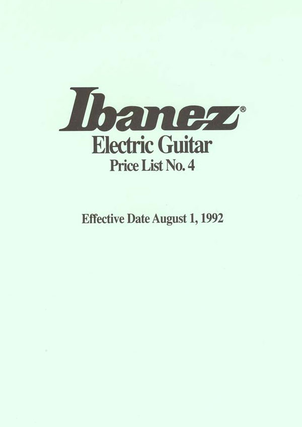 Ibanez Price list 1992 (August)
