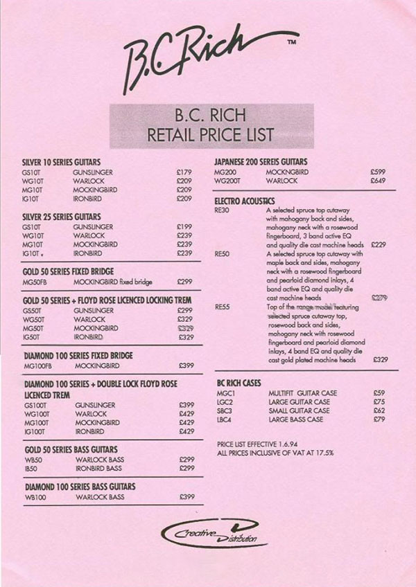 Price list 1994 (Import)