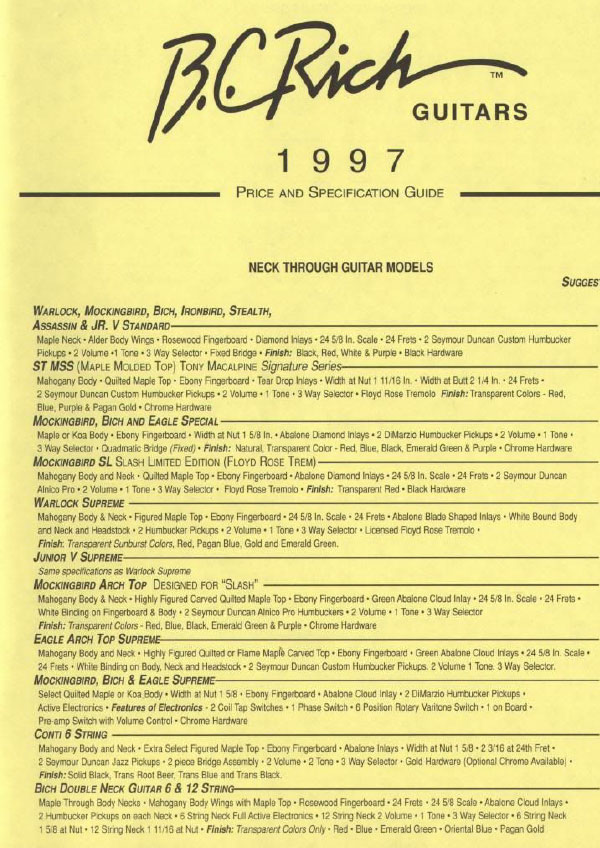 Price list 1997