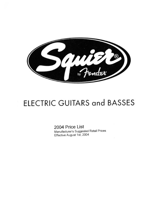Squier Price list 2004 (August)