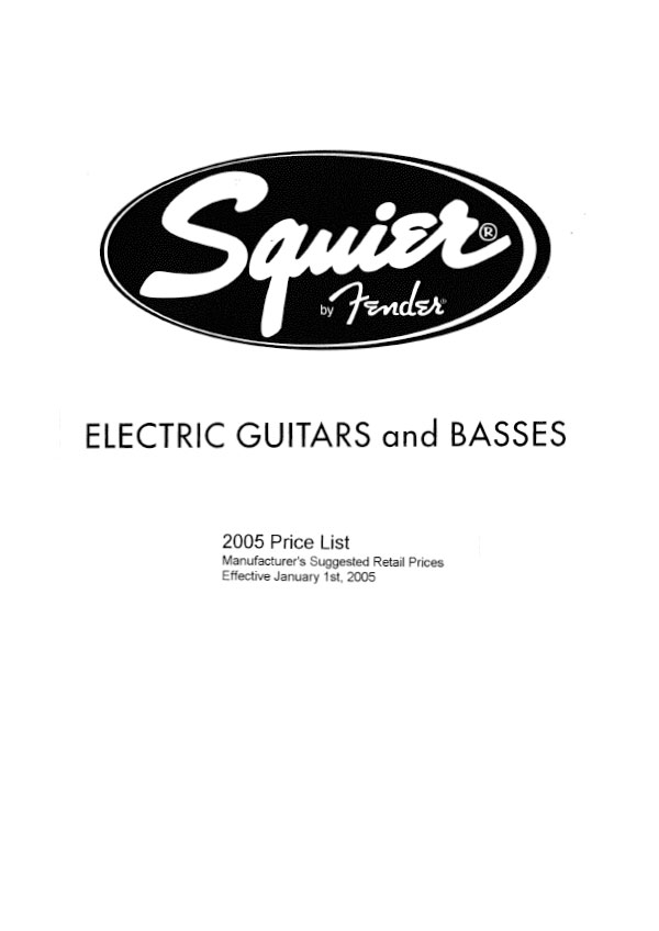 Squier Price list 2005 (January)