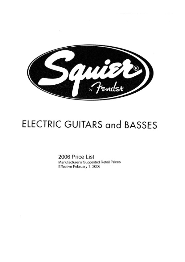 Squier Price list 2006 (February)