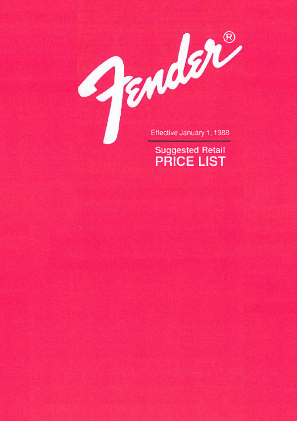 Squier Price list 1988 (January)