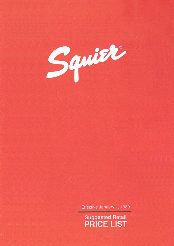 Squier Price list 1989 (January)