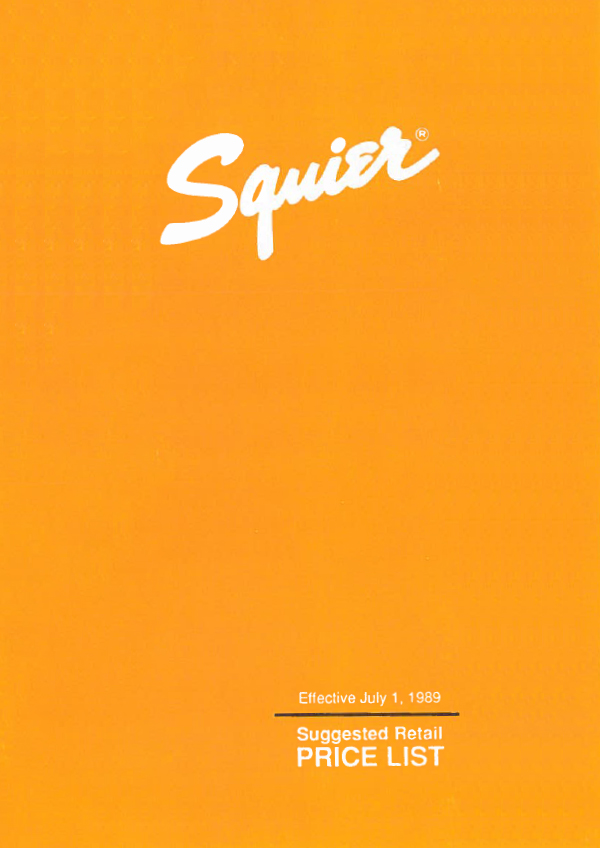 Squier Price list 1989 (July)