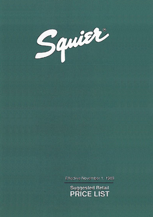 Squier Price list 1989 (November)