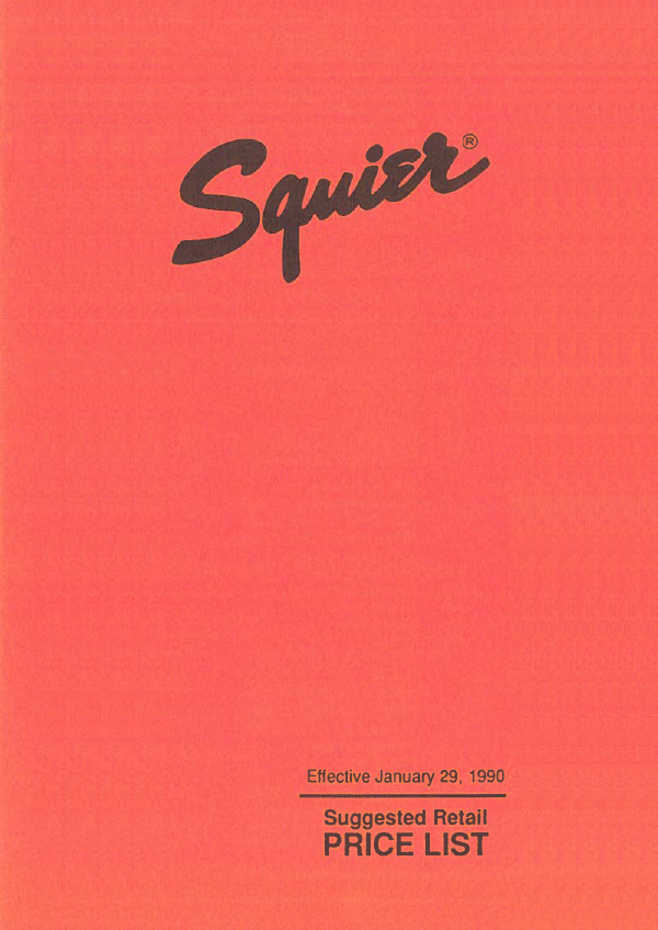 Squier Price list 1990 (January)