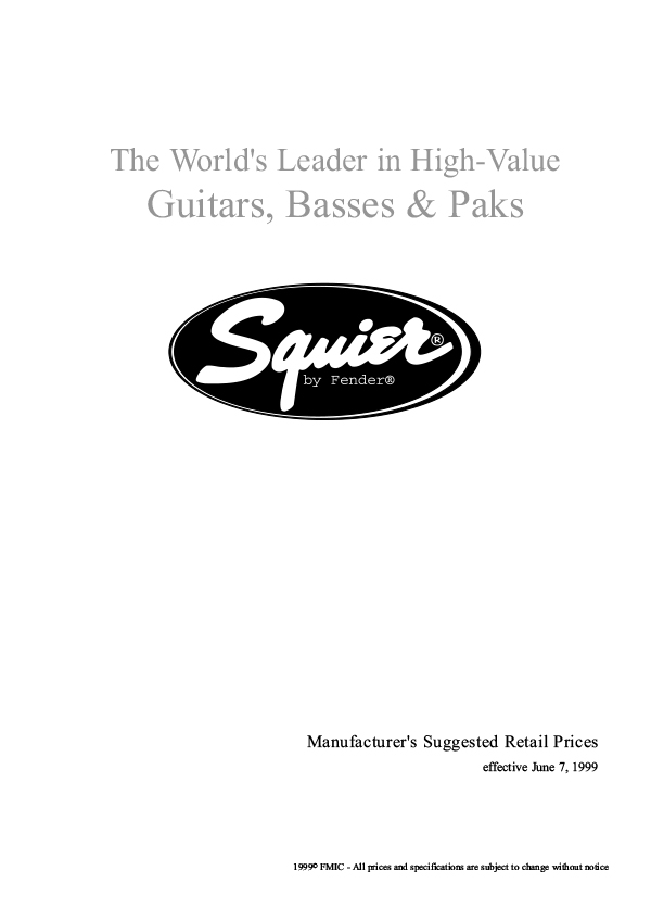 Squier Price list 1999 (June)