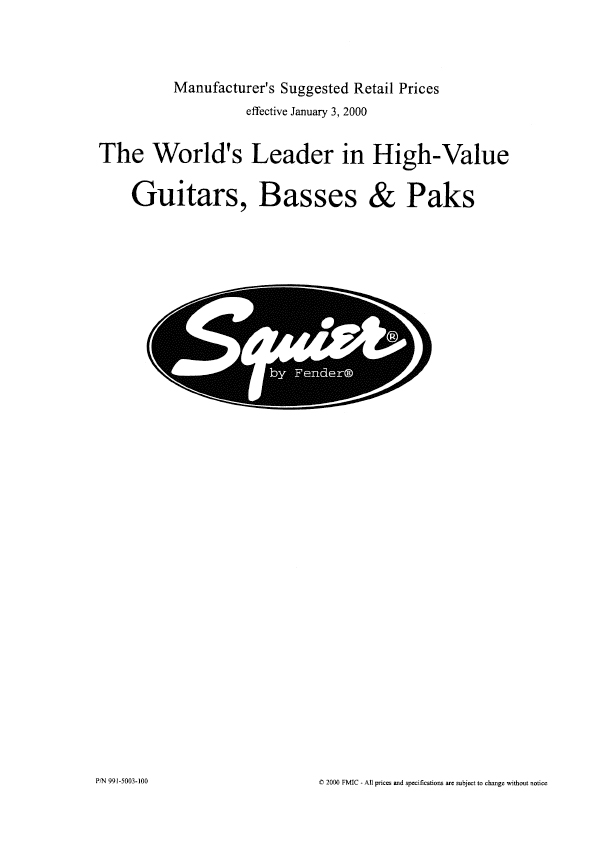 Squier Price list 2000 (January)