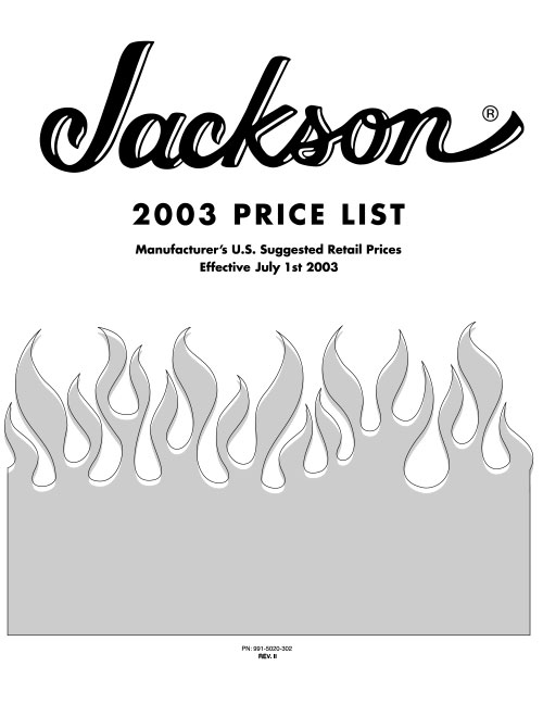Jackson Price list 2003