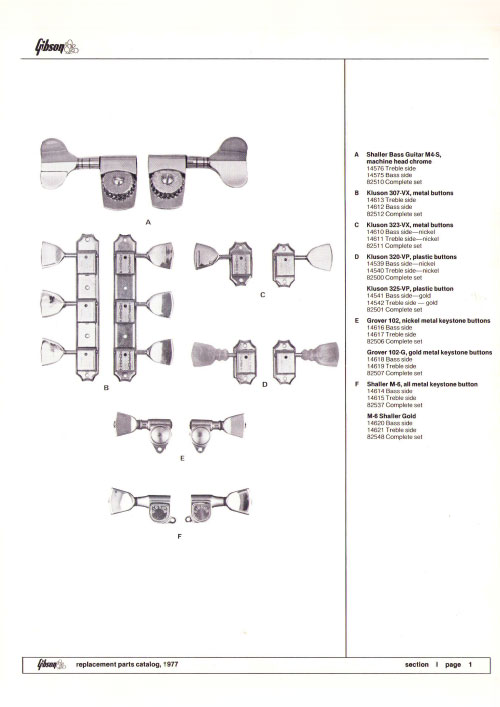 Gibson Parts Catalog 1977