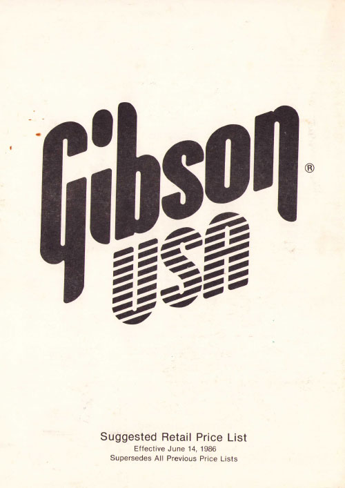 Gibson Price List 1986