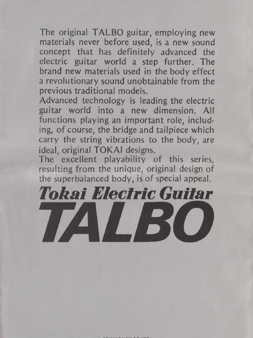Tokai Leaflet Talbo 1983