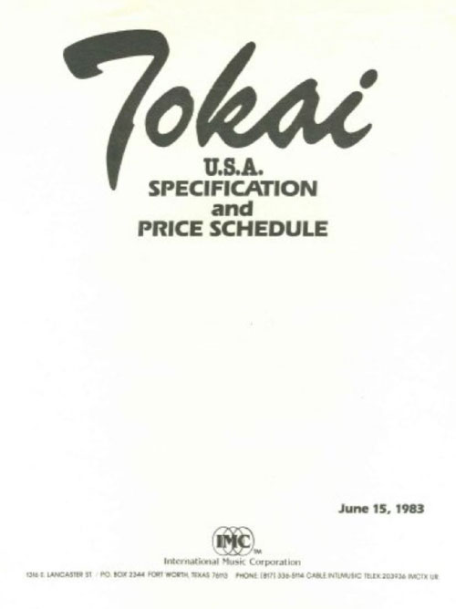 Tokai Price list 1983