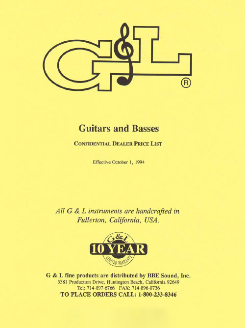 G&L Price list 1994