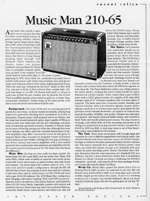 Music Man Product Leaflet 210-65 Amps 1995